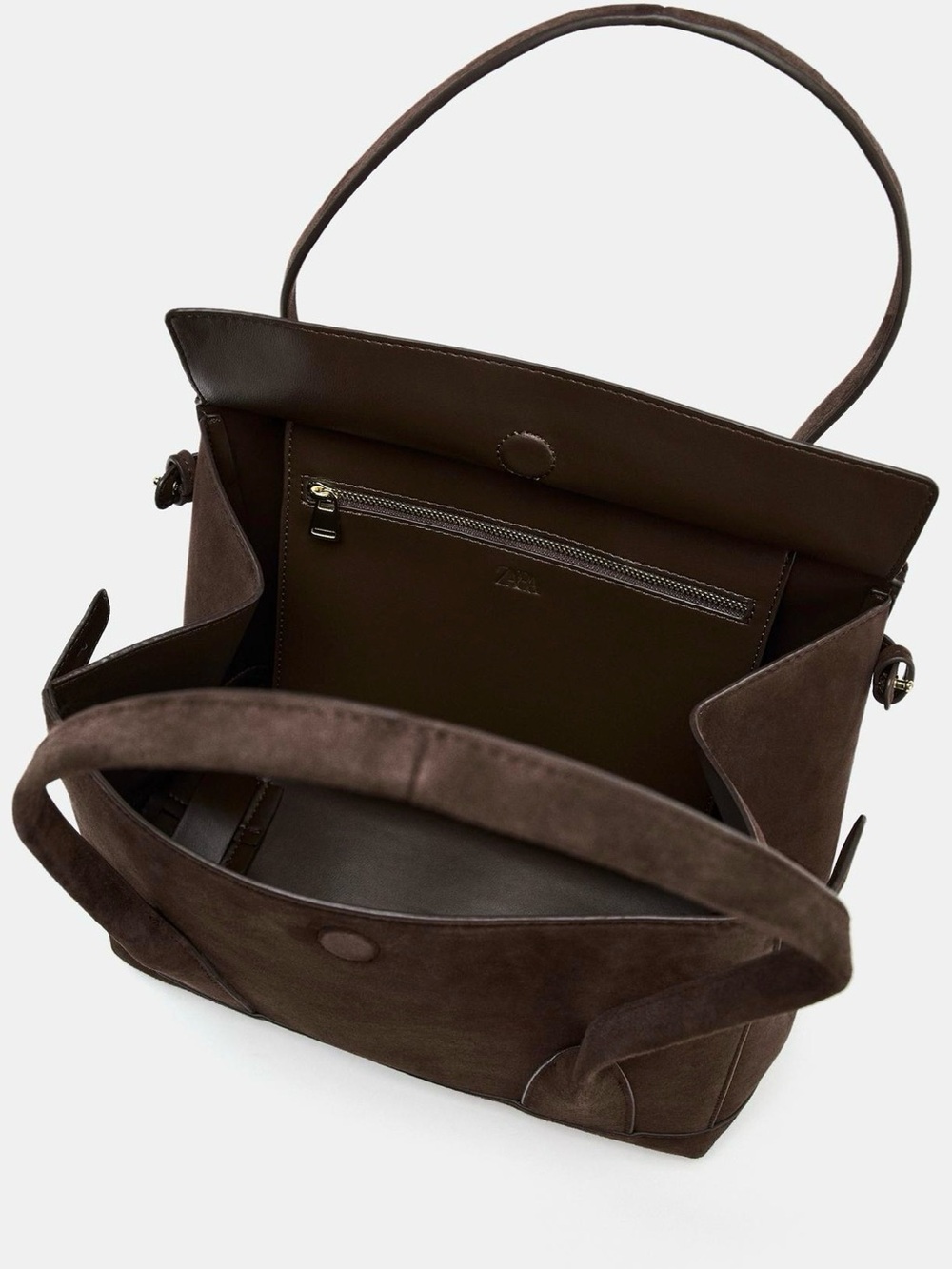 ZARA SPLIT LEATHER CITY BAG - Picture 4 of 9